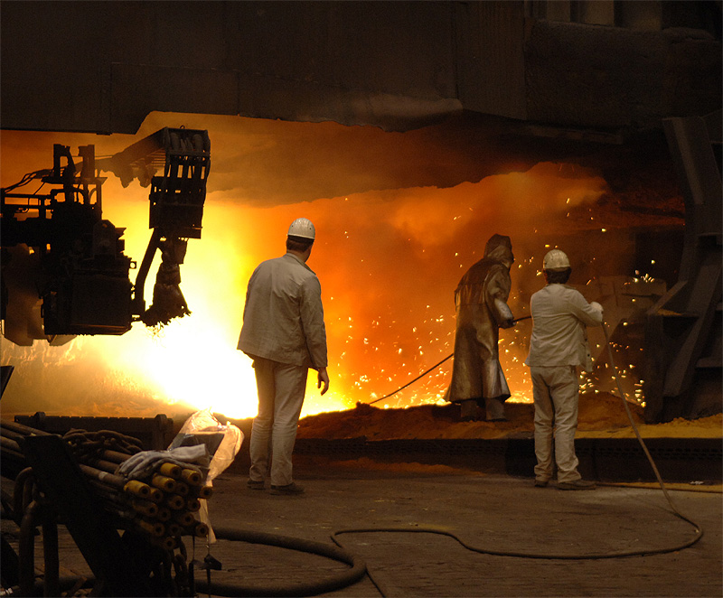 Abstich in Hochofen2 bei ThyssenKrupp in Duisburg-Bruckhausen.